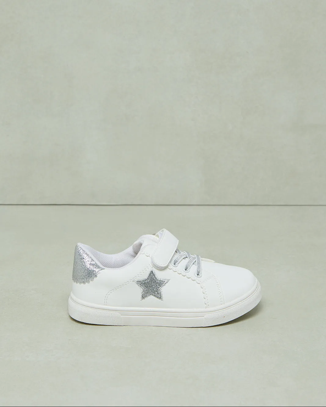 Girls White Velcro Star Sneaker sold by Redtag