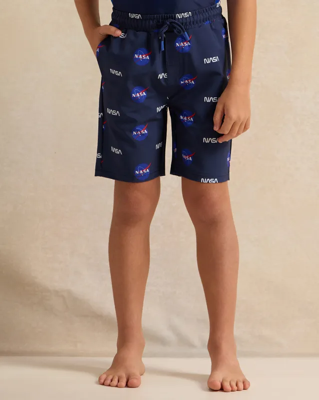 Boys Navy Nasa Allover Print Swim Shorts sold by Redtag