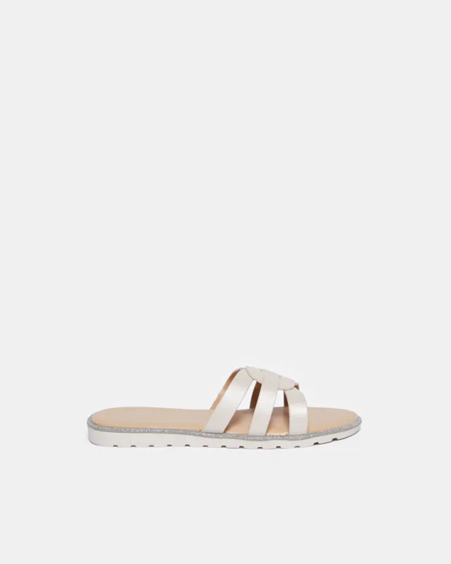 Senior Girls Cream Strap Mule sold by Redtag