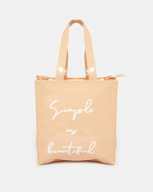 Beige Printed Shoppers Bag sold by Redtag