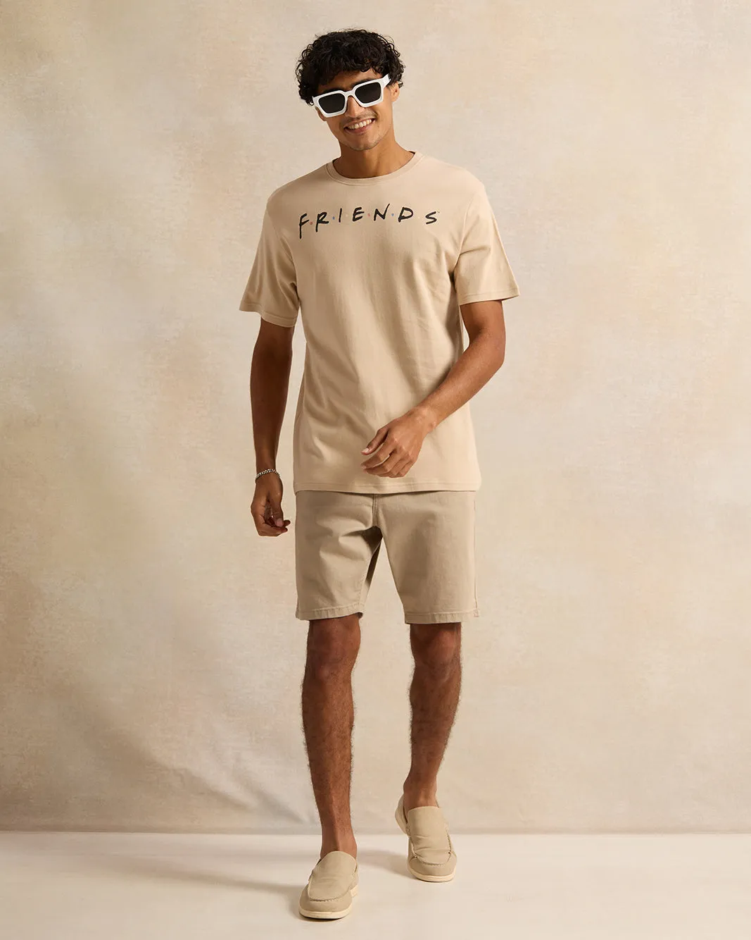 Men Beige Friends Drop Shoulder T-Shirt sold by Redtag product image thumbnail 2
