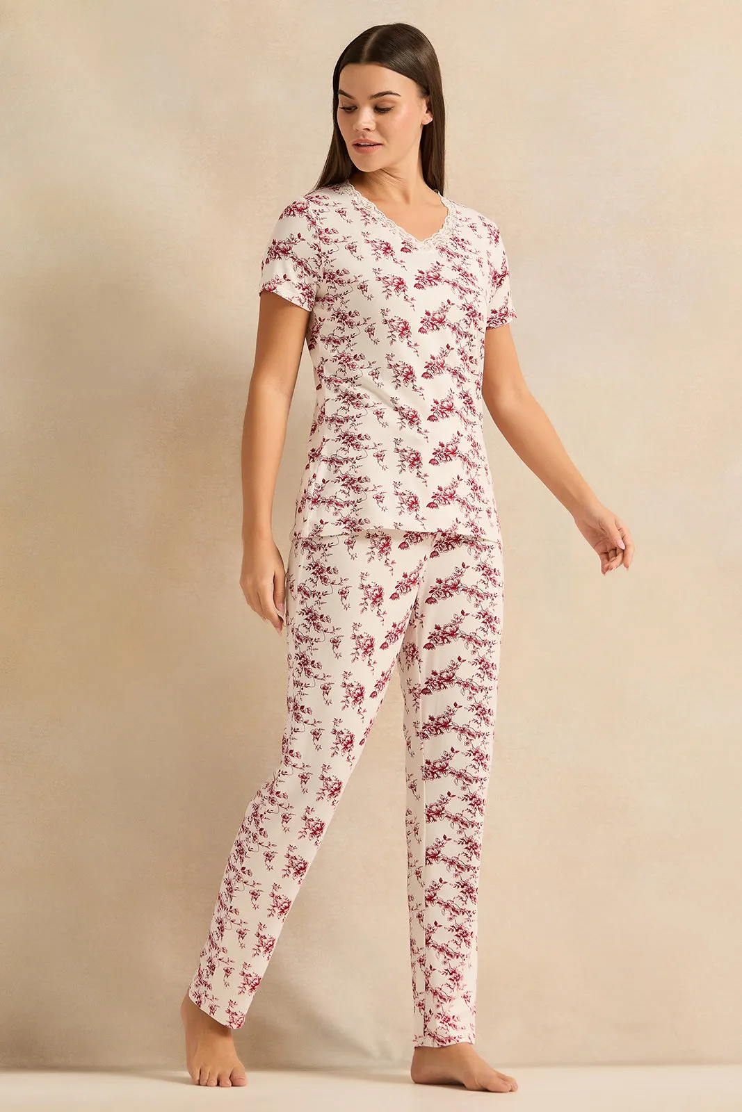 Women White Printed Pajama Set (2 Piece) sold by Redtag