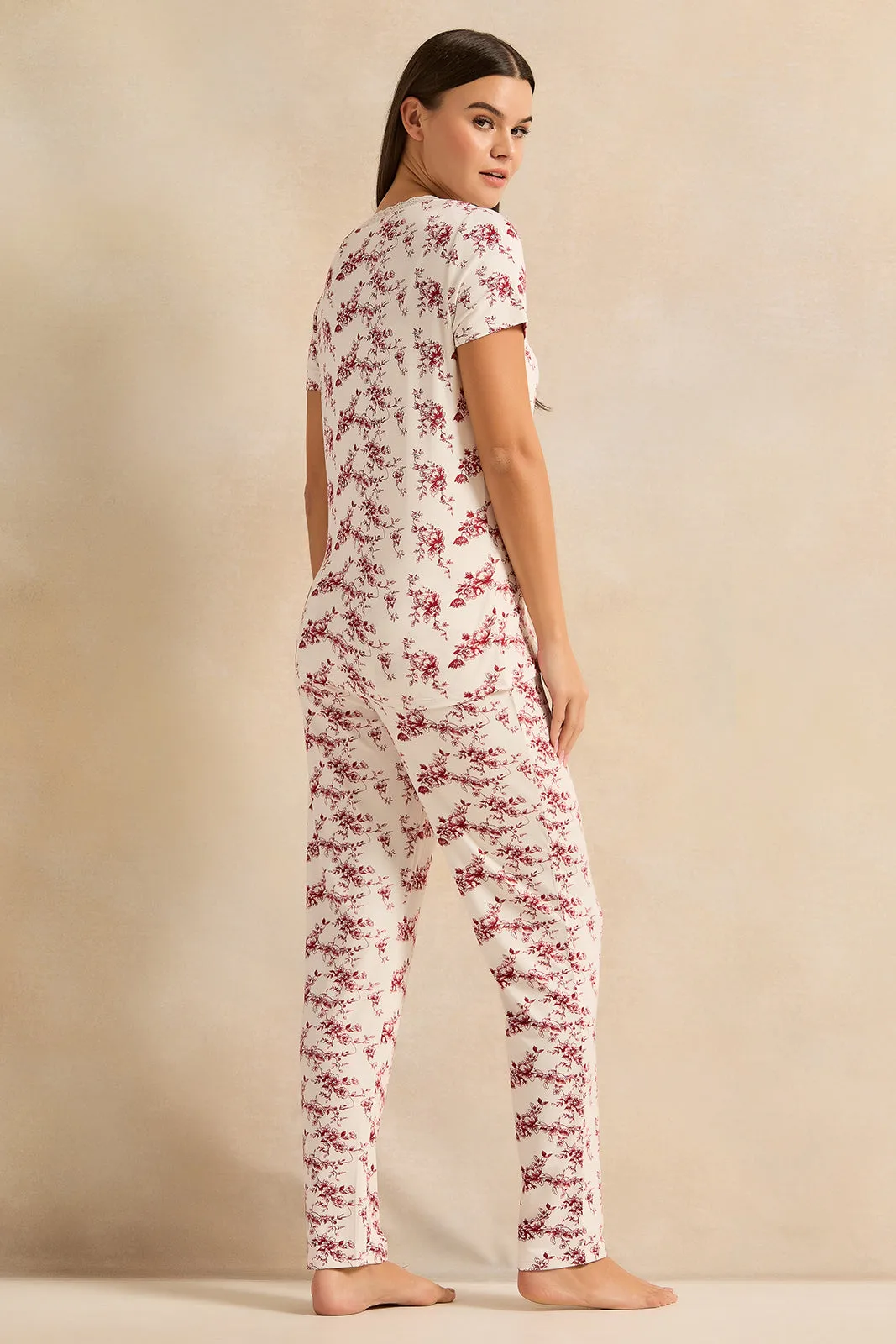 Women White Printed Pajama Set (2 Piece) sold by Redtag product image thumbnail 4