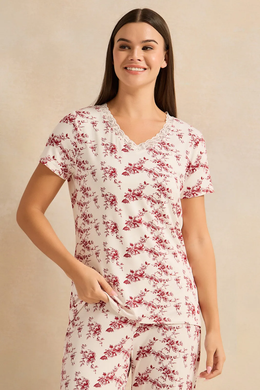 Women White Printed Pajama Set (2 Piece) sold by Redtag product image thumbnail 2