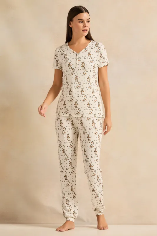 Women White Printed Pajama Set (2 Piece) sold by Redtag