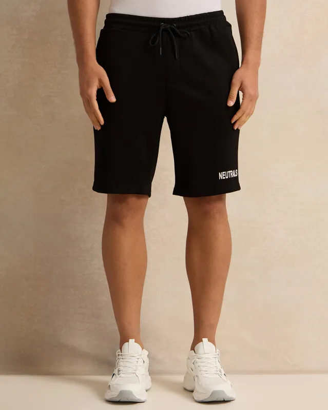 Men Black Lounge Printed Short sold by Redtag