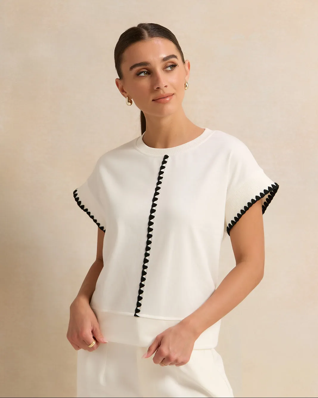 Women Ivory Embroidered Top sold by Redtag