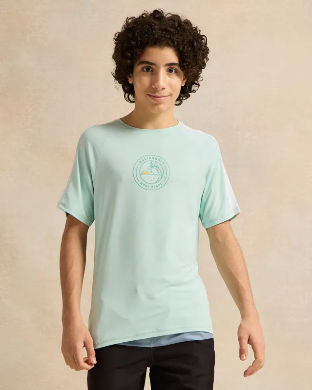 Senior Boys Teal Printed T-Shirt sold by Redtag