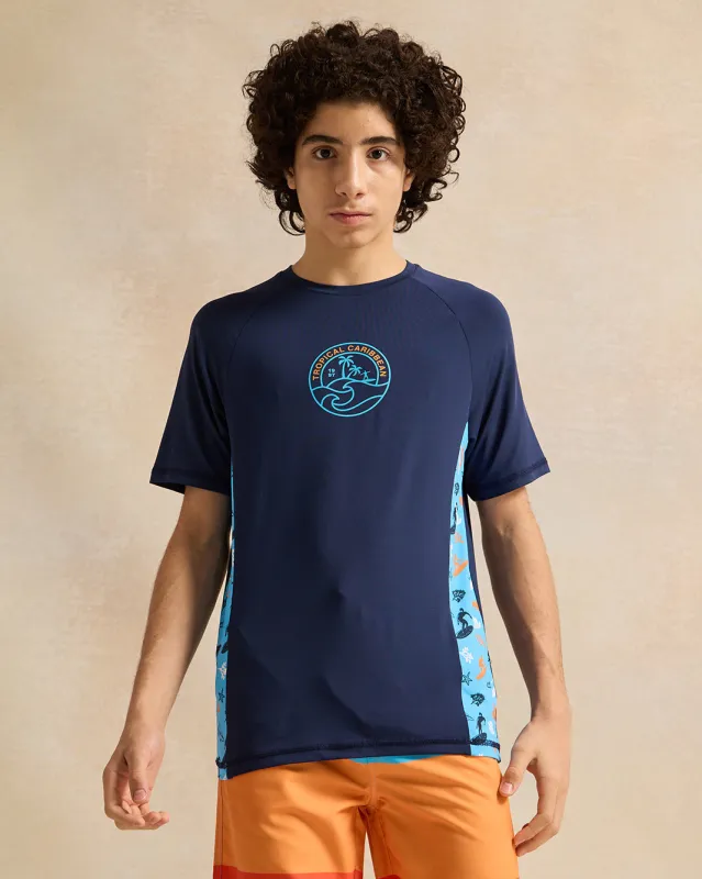 Senior Boys Navy Printed T-Shirt sold by Redtag