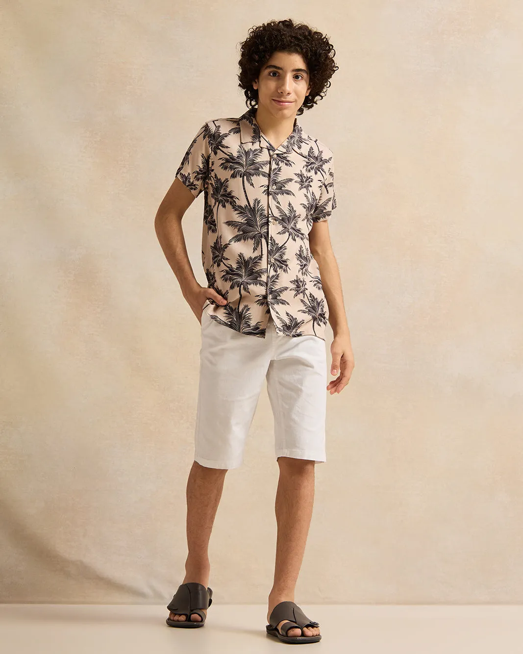 Senior Boys Beige Printed Shirt sold by Redtag product image thumbnail 2