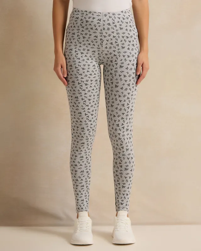 Women Grey Printed Leggings sold by Redtag
