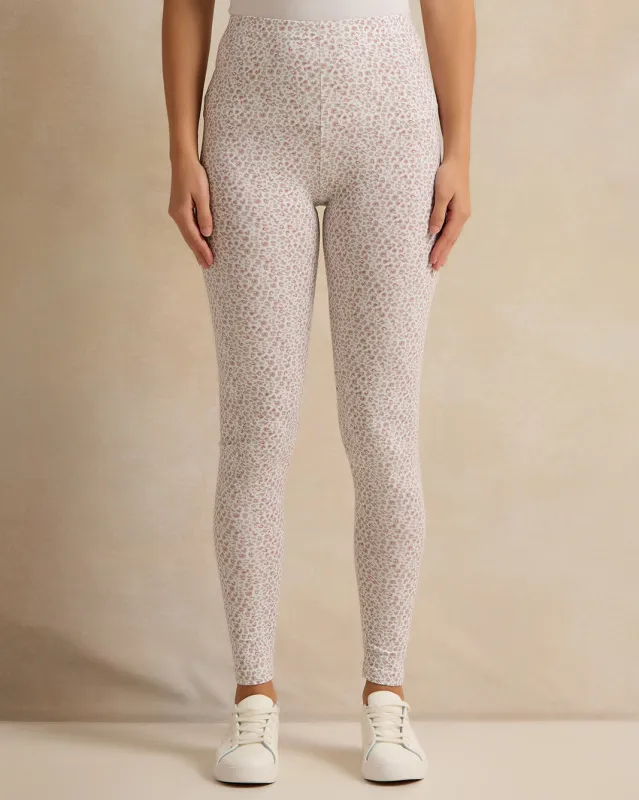 Women White Printed Leggings sold by Redtag