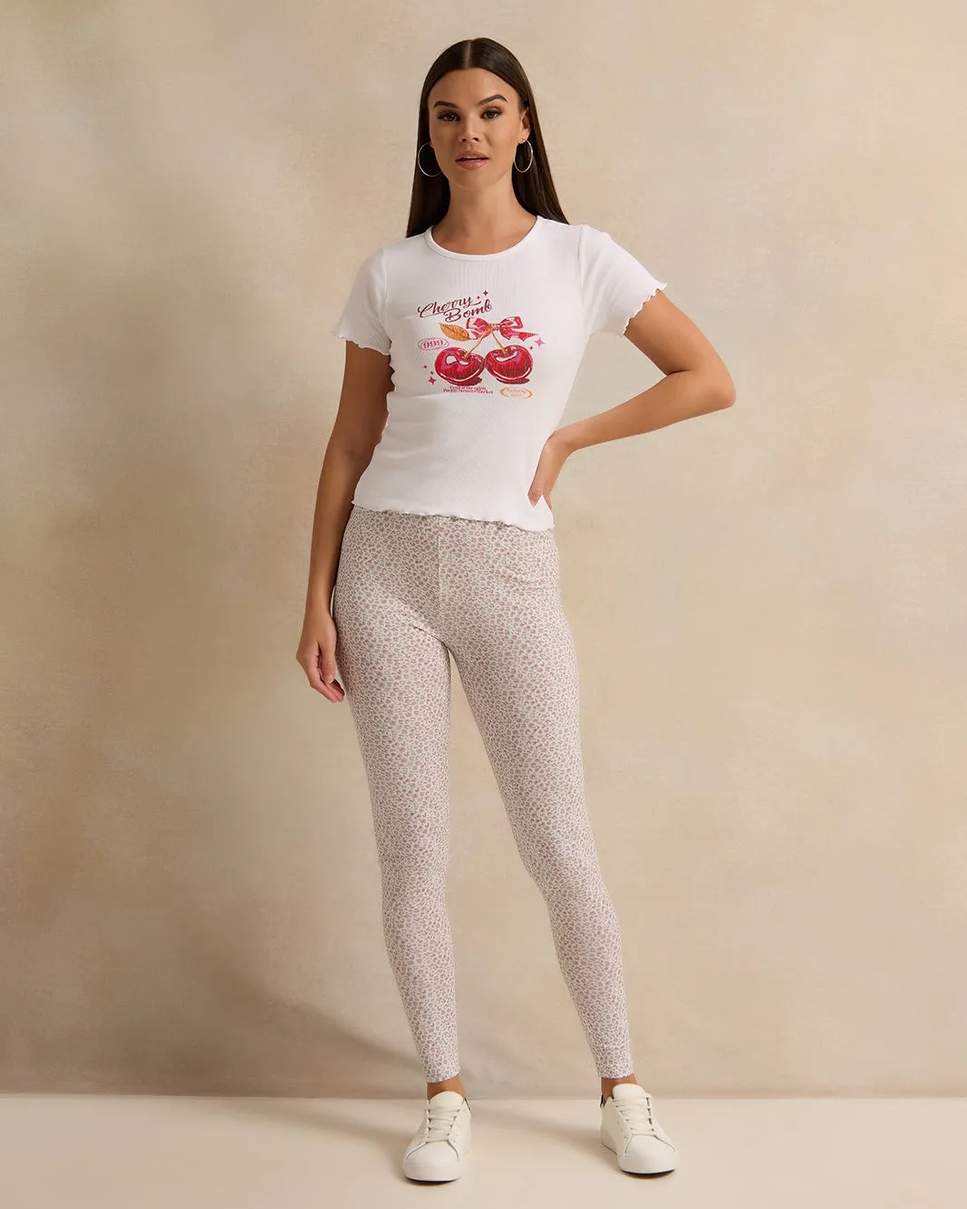 Women White Printed Leggings sold by Redtag product image thumbnail 2