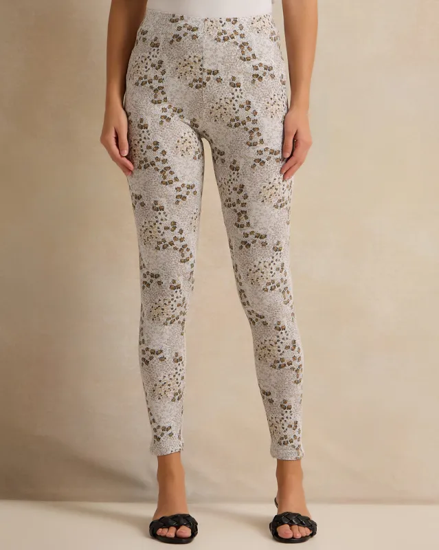 Women Beige Printed Leggings sold by Redtag
