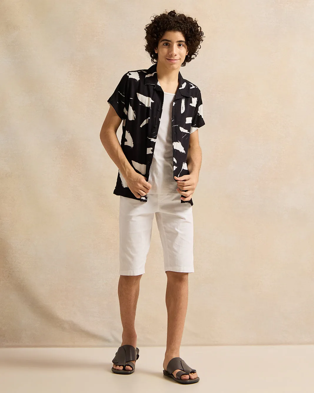 Senior Boys Black Printed Resort Shirts sold by Redtag product image thumbnail 2