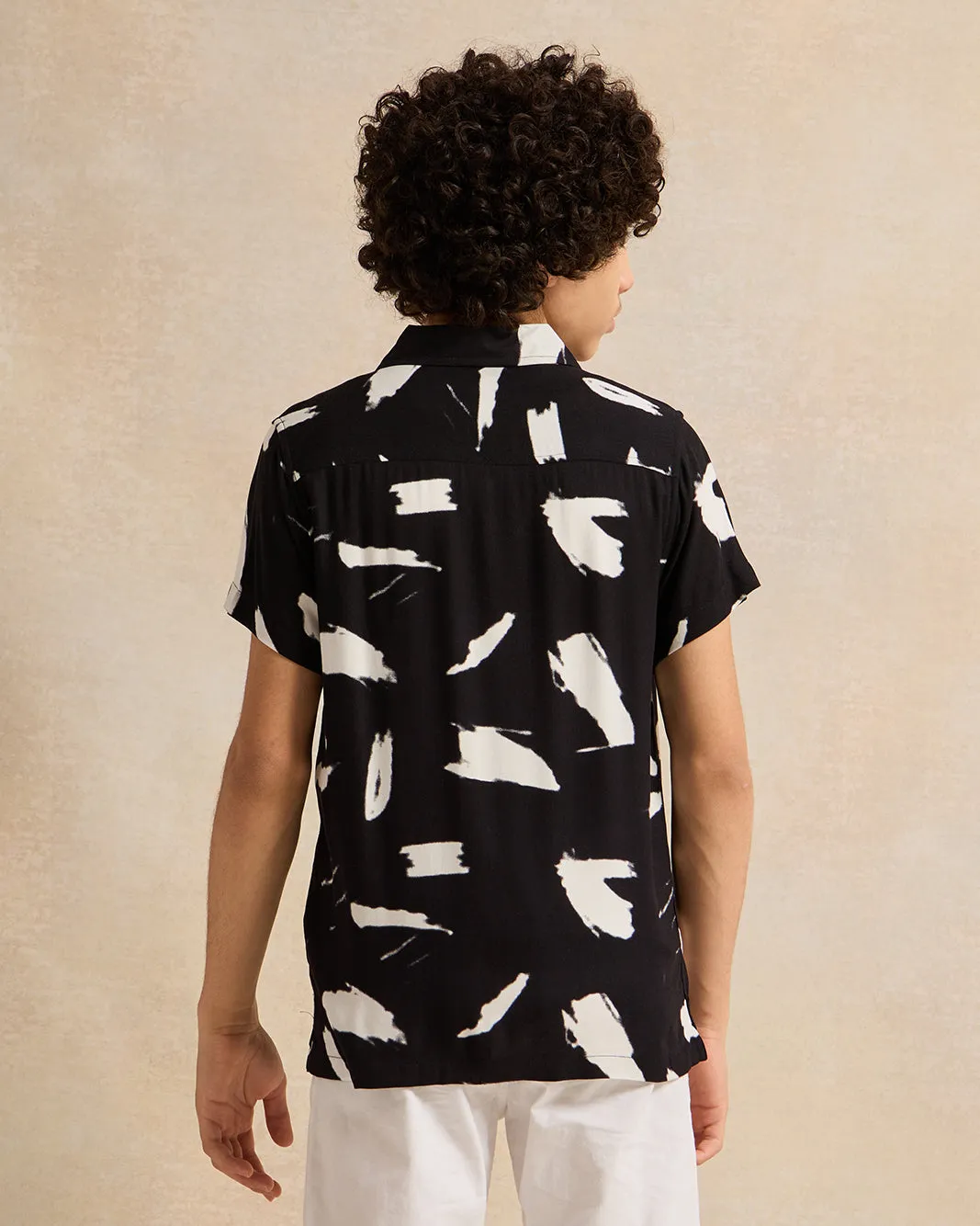 Senior Boys Black Printed Resort Shirts sold by Redtag product image thumbnail 3