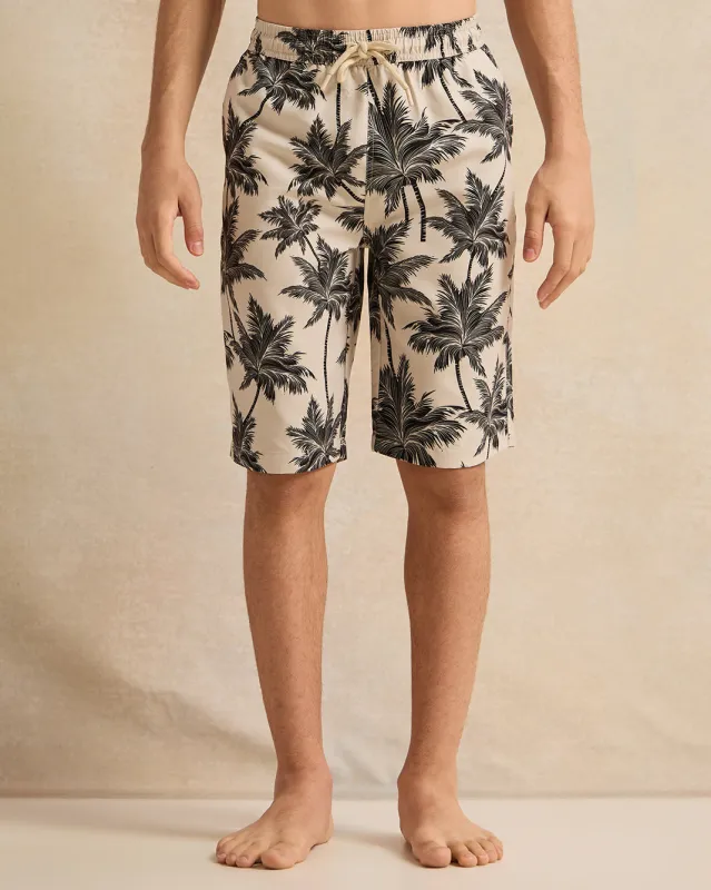 Senior Boys Beige Printed Swim Shorts sold by Redtag