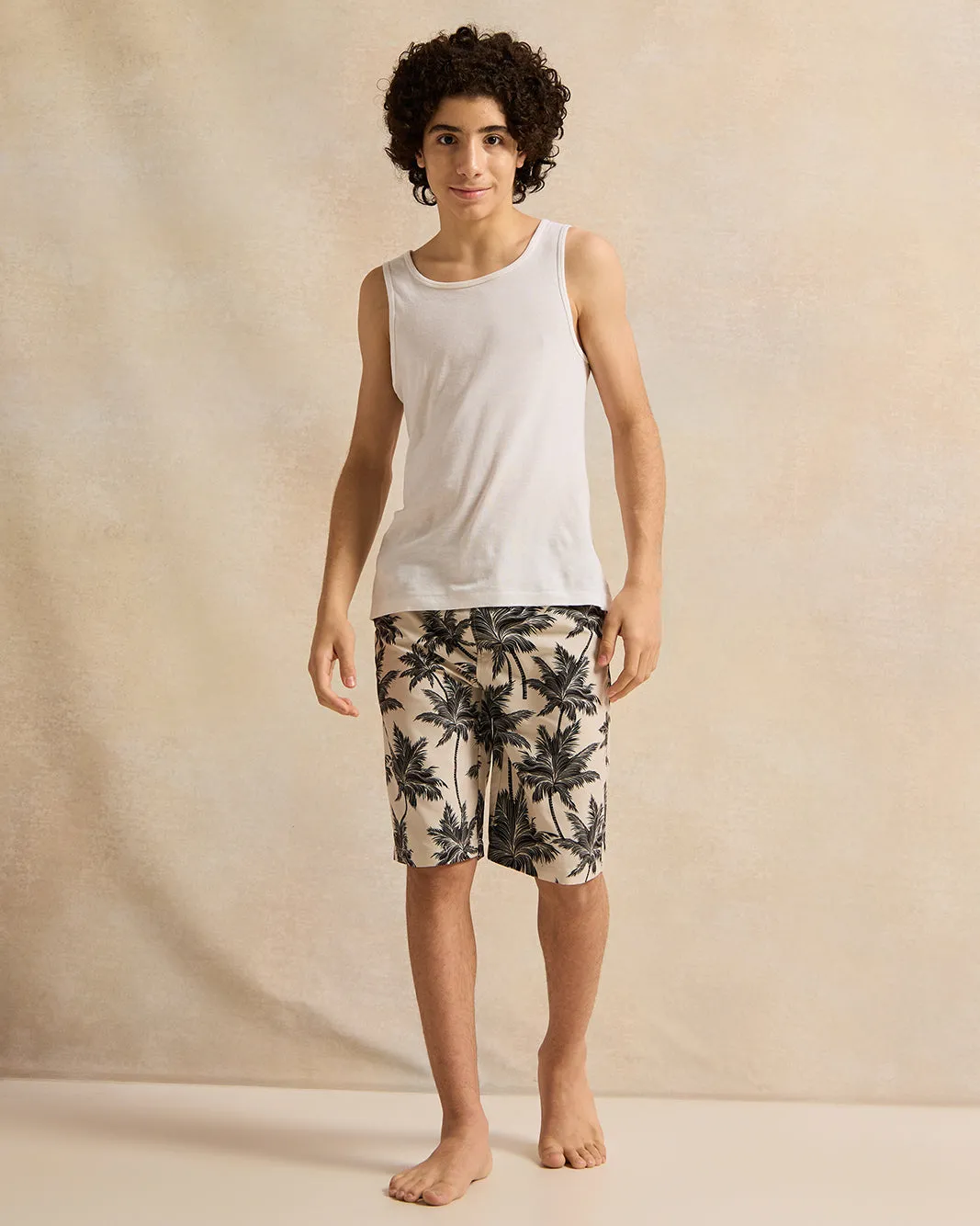 Senior Boys Beige Printed Swim Shorts sold by Redtag product image thumbnail 2