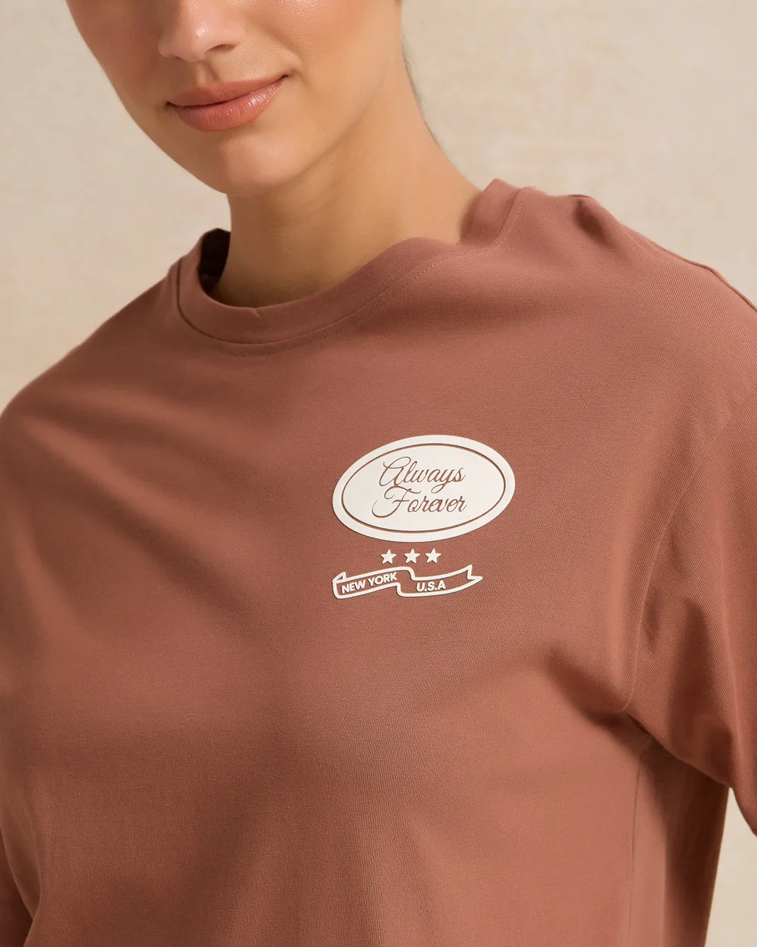 Women Brown Print Active T-Shirt sold by Redtag product image thumbnail 4