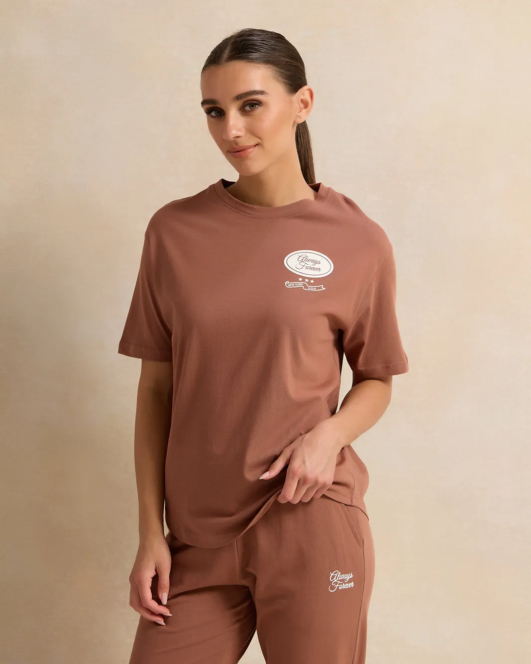 Women Brown Print Active T-Shirt sold by Redtag