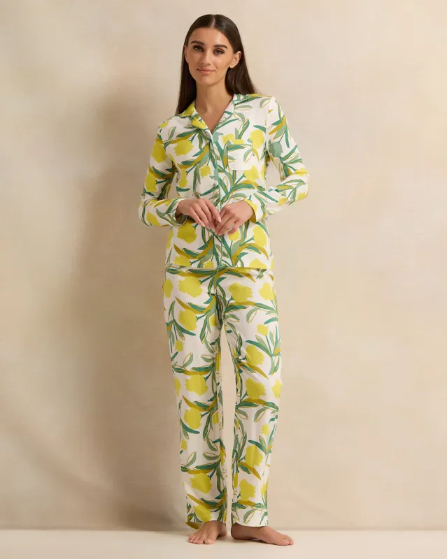 Women Ivory Printed Collared Pyjama Set (2 Piece) sold by Redtag