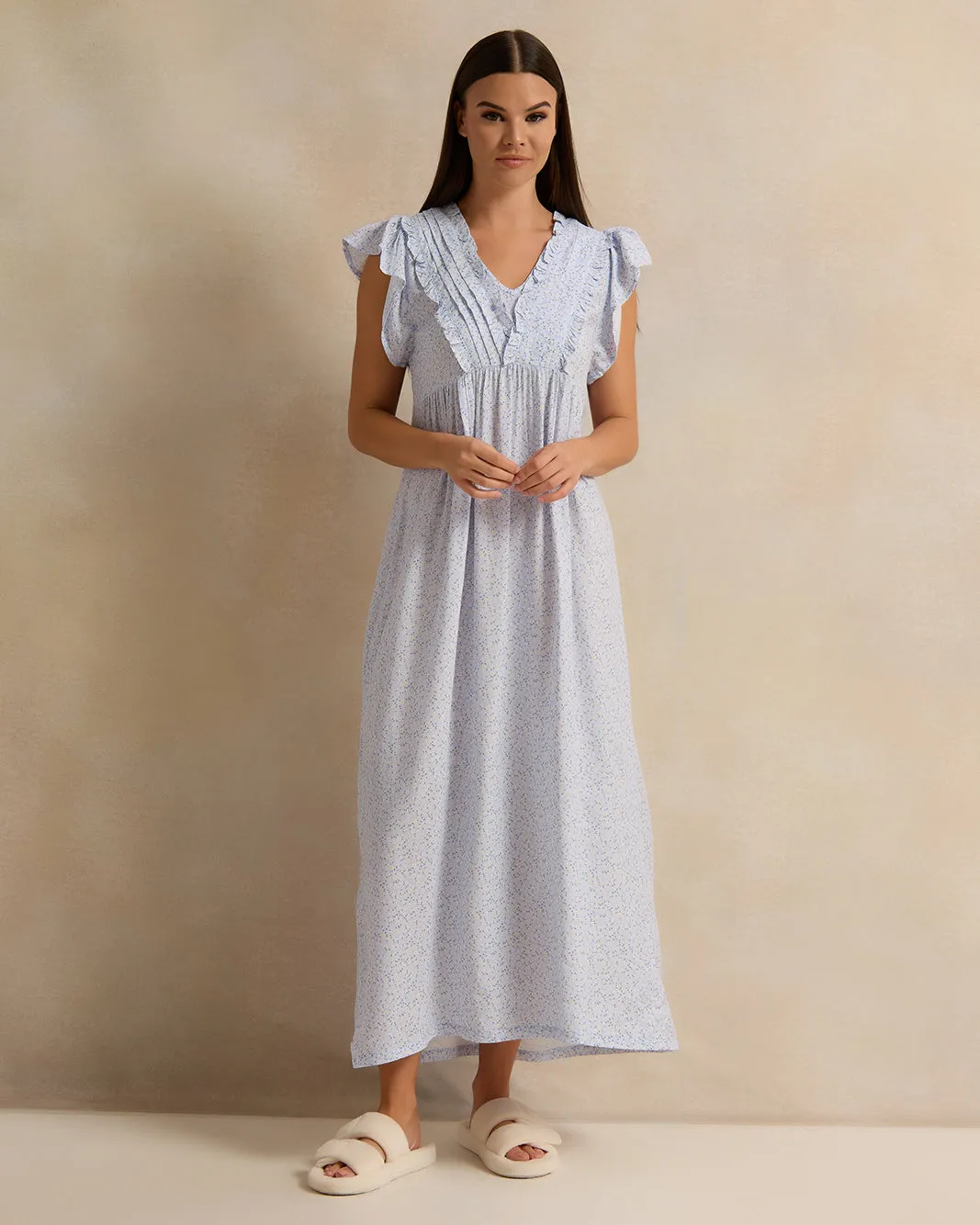 Women Blue Allover Print Nightgown sold by Redtag