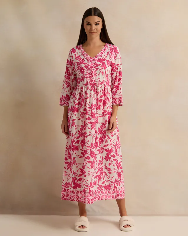 Women White And Fuchsia Nightgown sold by Redtag