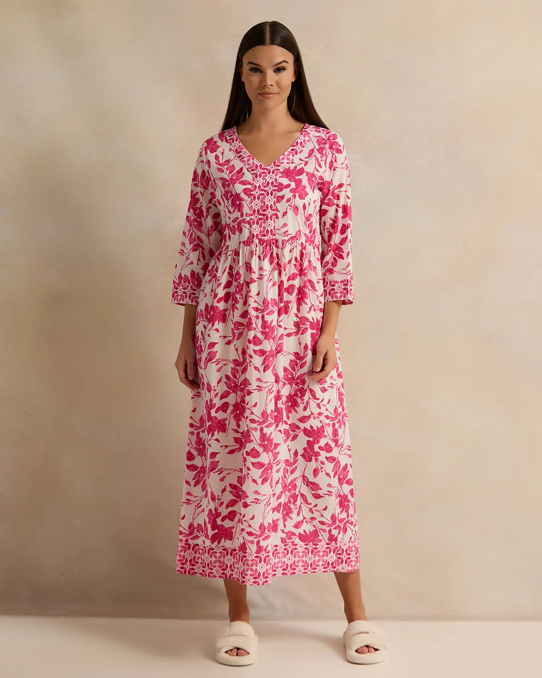 Women White And Fuchsia Nightgown sold by Redtag