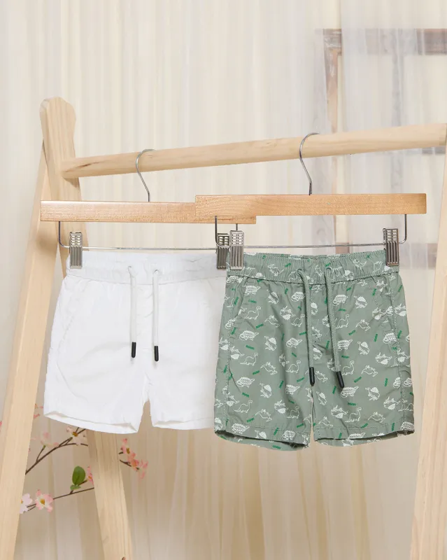 Infant Boys White And Green Shorts Set (Pack of 2) sold by Redtag