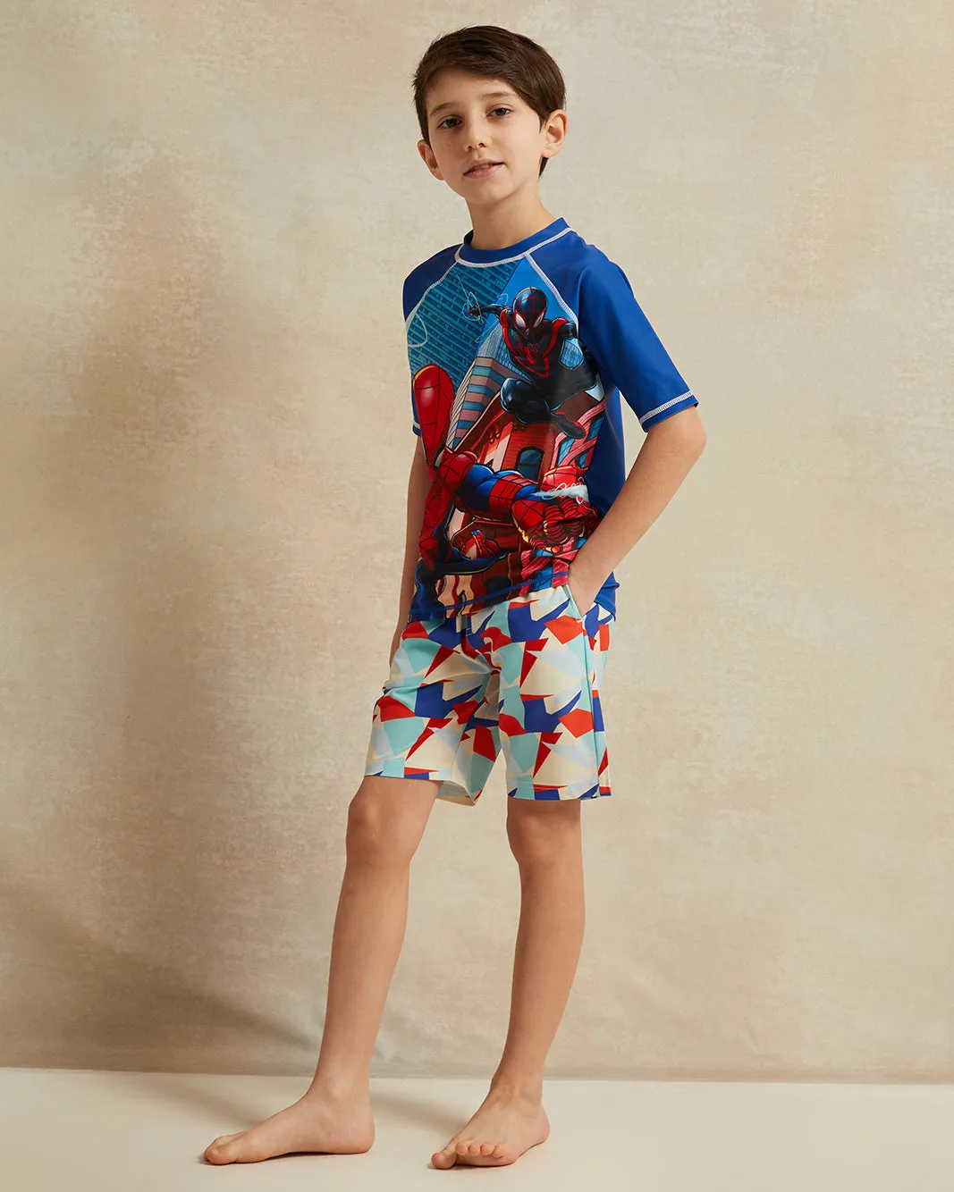 Boys Navy Spider Man Rash Guard Swimwear T-Shirt sold by Redtag product image thumbnail 2