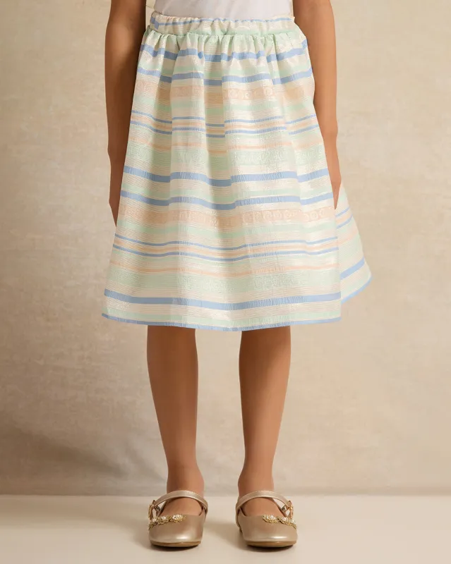 Girls Multicolour Striped Skirt sold by Redtag