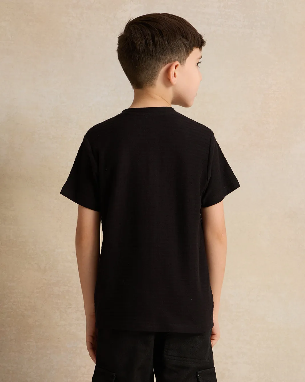 Boys Black Henley T-Shirt sold by Redtag product image thumbnail 3