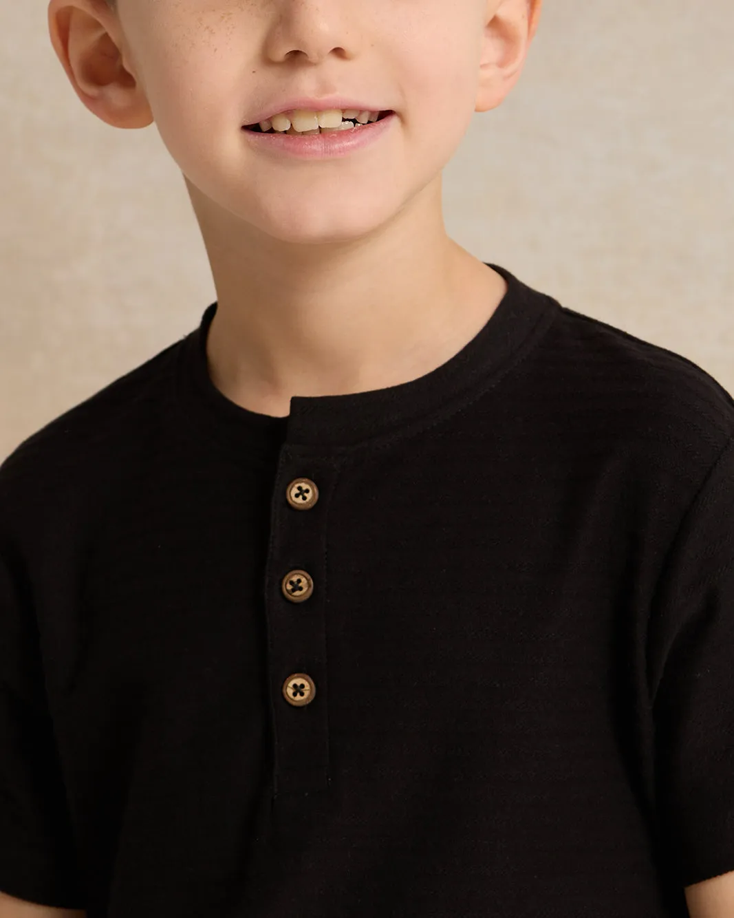 Boys Black Henley T-Shirt sold by Redtag product image thumbnail 4