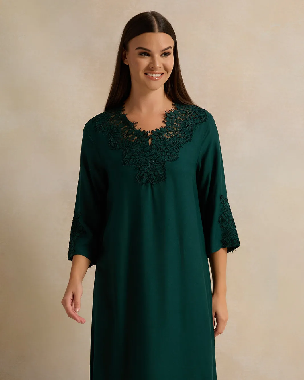 Women Green Solid Lace Nightgown sold by Redtag product image thumbnail 2
