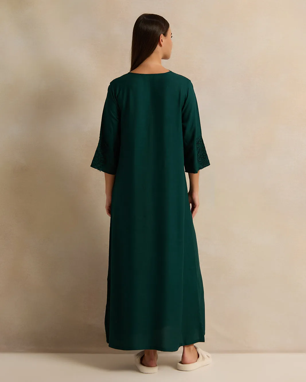 Women Green Solid Lace Nightgown sold by Redtag product image thumbnail 3