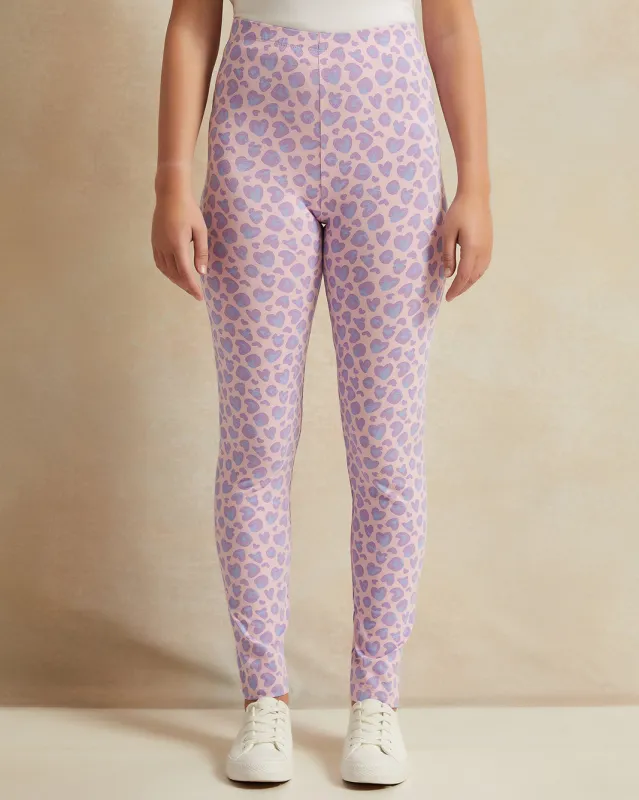 Senior Girls Lilac Printed Leggings sold by Redtag