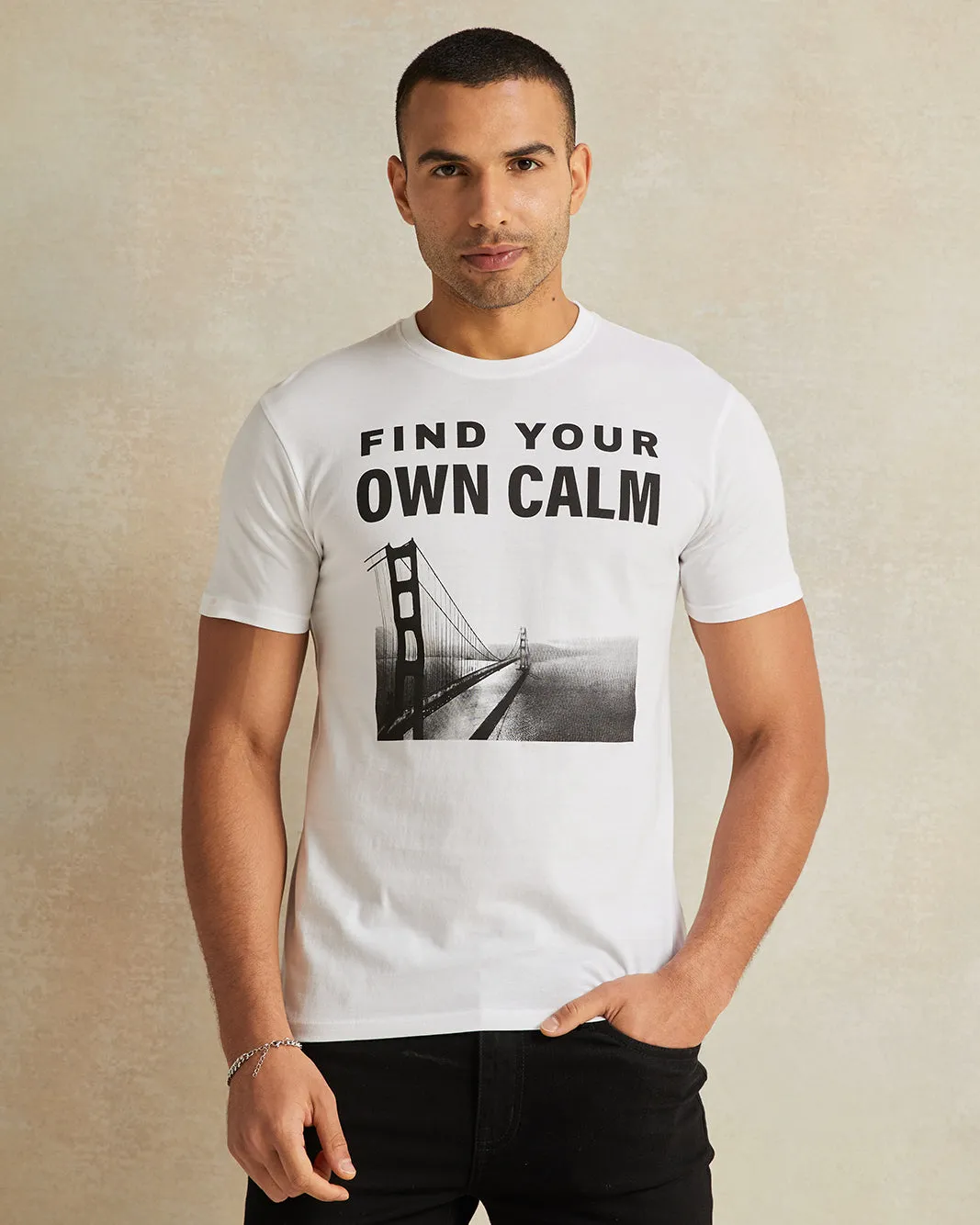 Men White Short Sleeve Printed T-Shirt sold by Redtag