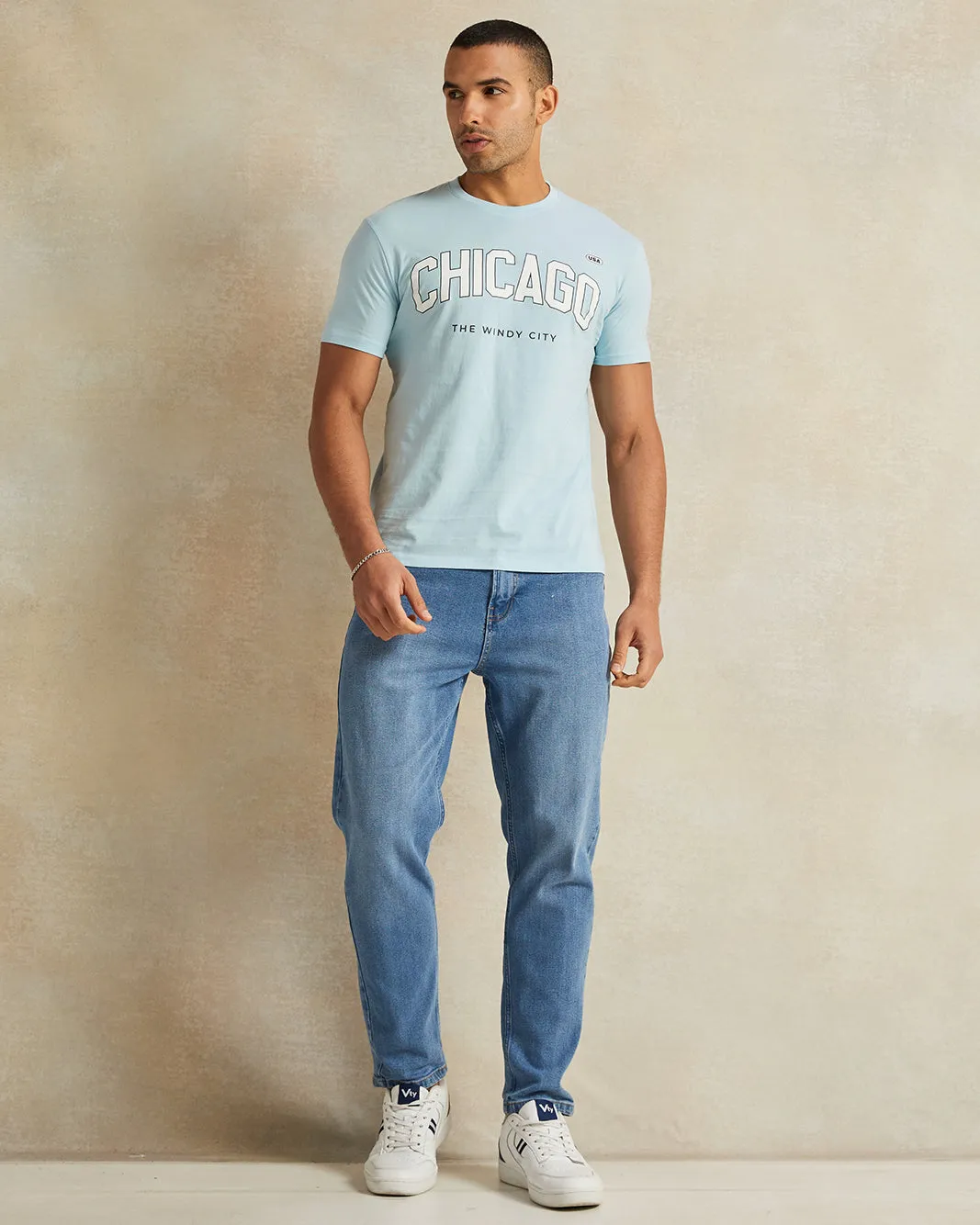 Men Blue Chicago Print T-Shirt sold by Redtag product image thumbnail 2