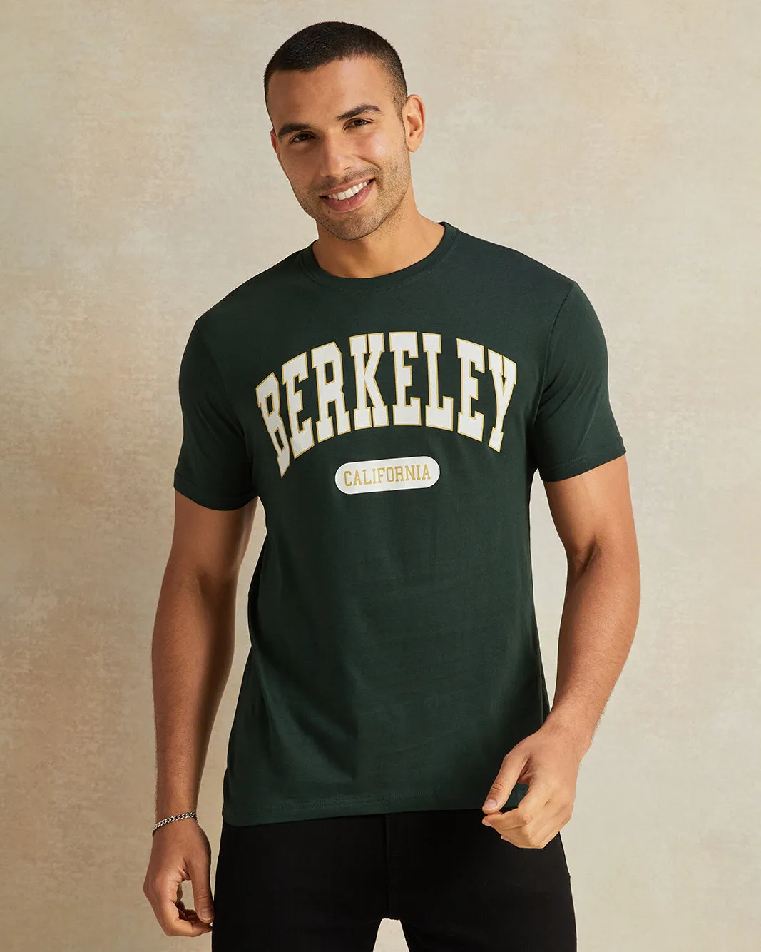 Men Green Berkley Print Graphic T-Shirt sold by Redtag