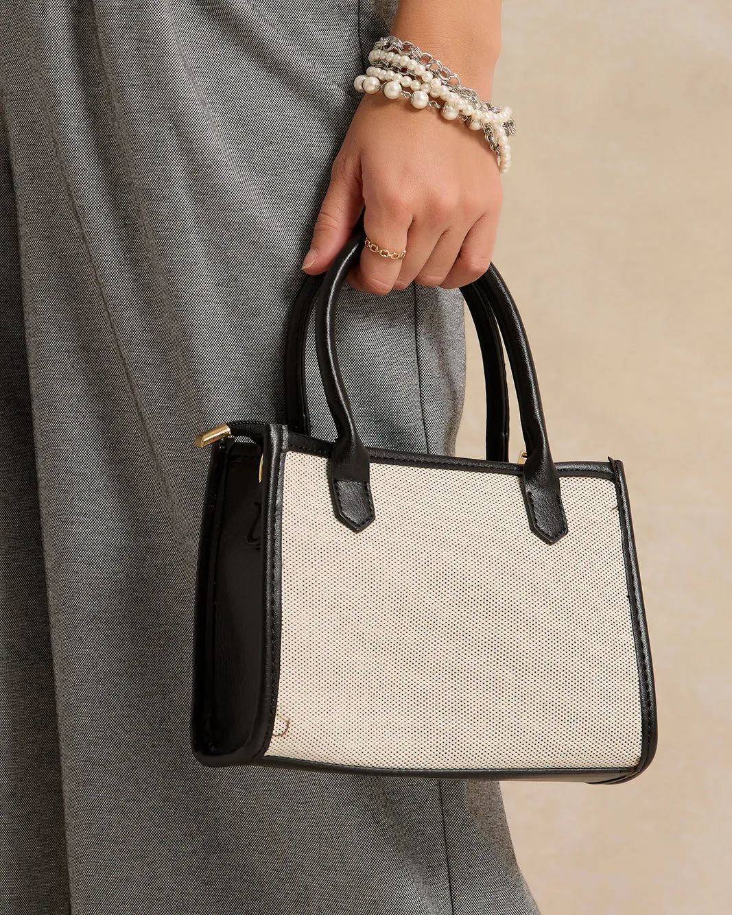 Women Black And Grey Canvas Messenger Bag sold by Redtag