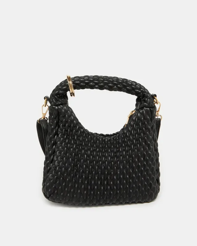 Women Black Quilted Messenger Bag sold by Redtag