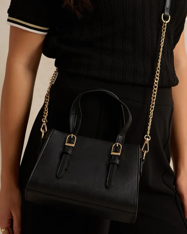 Women Black Messenger Bag sold by Redtag