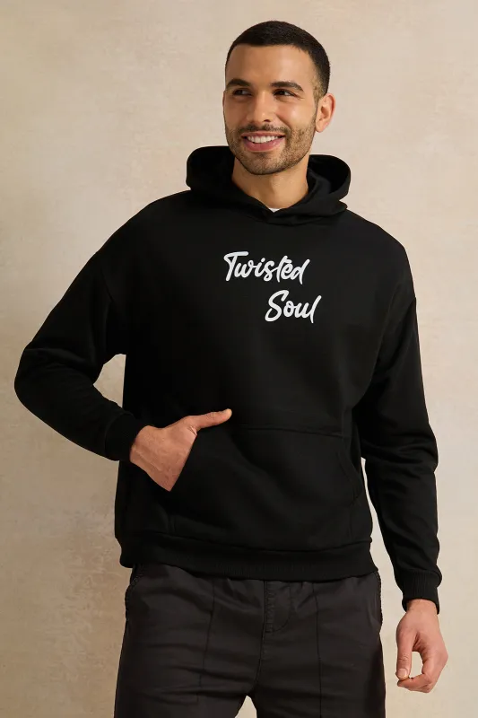 Men Black Oversize Hooded Sweatshirt sold by Redtag