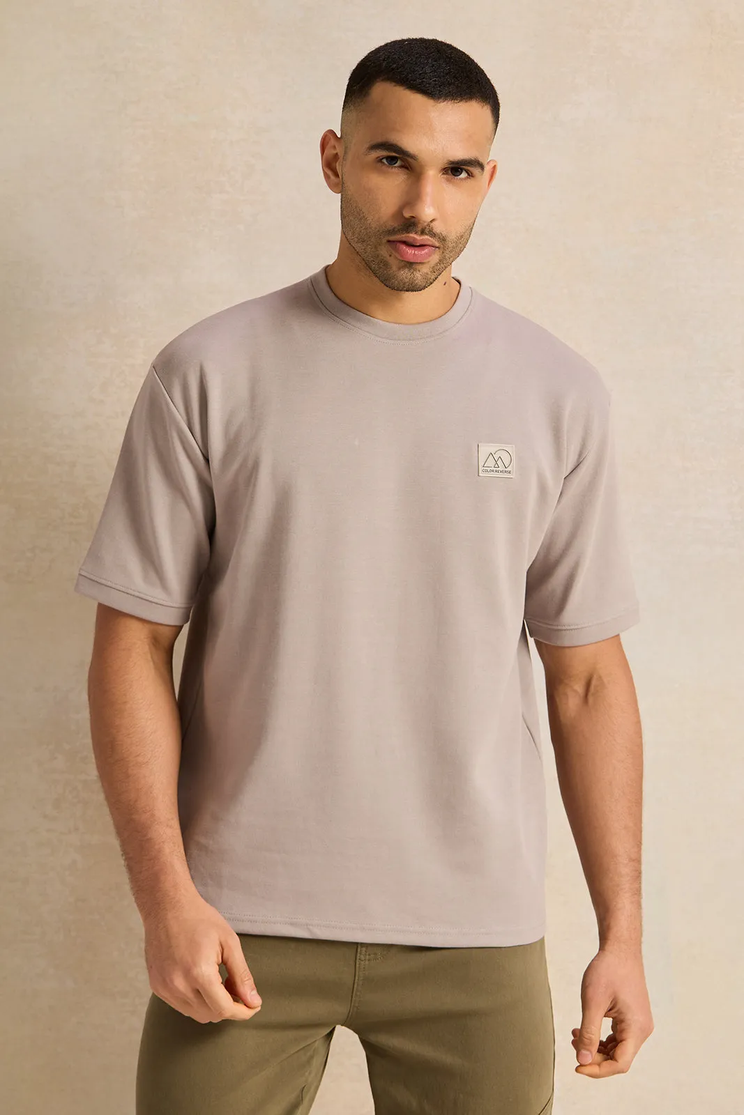 Men Grey Patch Embroidered Lounge T-Shirt sold by Redtag