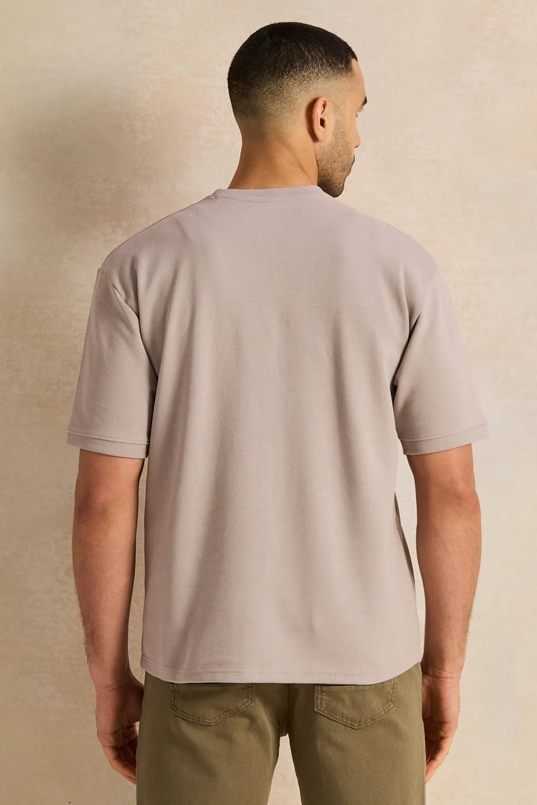 Men Grey Patch Embroidered Lounge T-Shirt sold by Redtag product image thumbnail 3