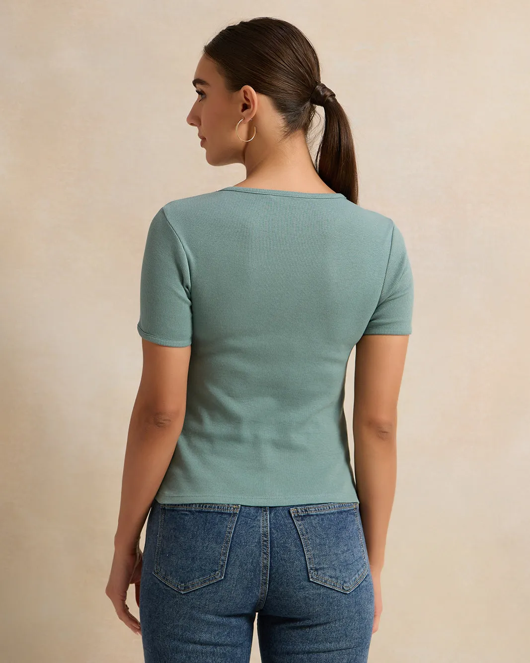 Women Green Printed T-Shirt sold by Redtag product image thumbnail 3