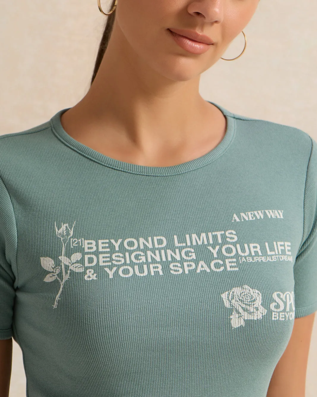 Women Green Printed T-Shirt sold by Redtag product image thumbnail 4