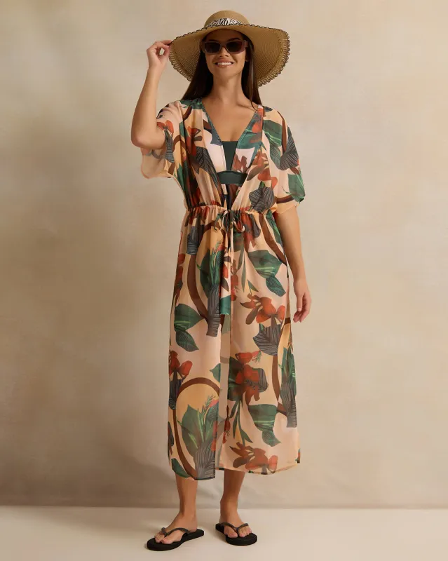 Women Multicolour Printed Long Length Cover Up sold by Redtag