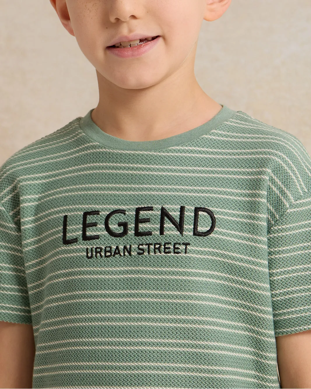 Boys Mint Striped Short Sleeve T-Shirt sold by Redtag product image thumbnail 4