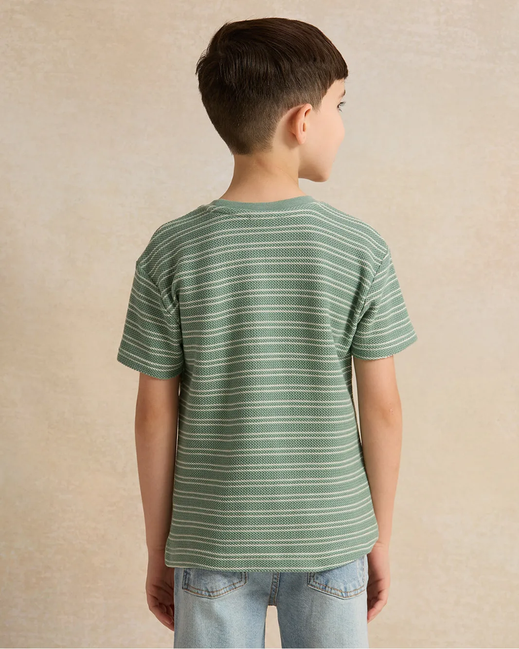Boys Mint Striped Short Sleeve T-Shirt sold by Redtag product image thumbnail 3